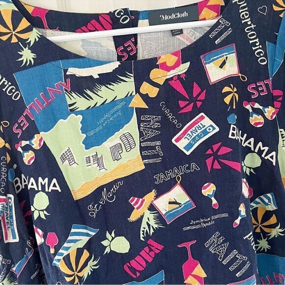 ModCloth Linen Multicolored Island Tropical Shirt - Picture 3 of 6